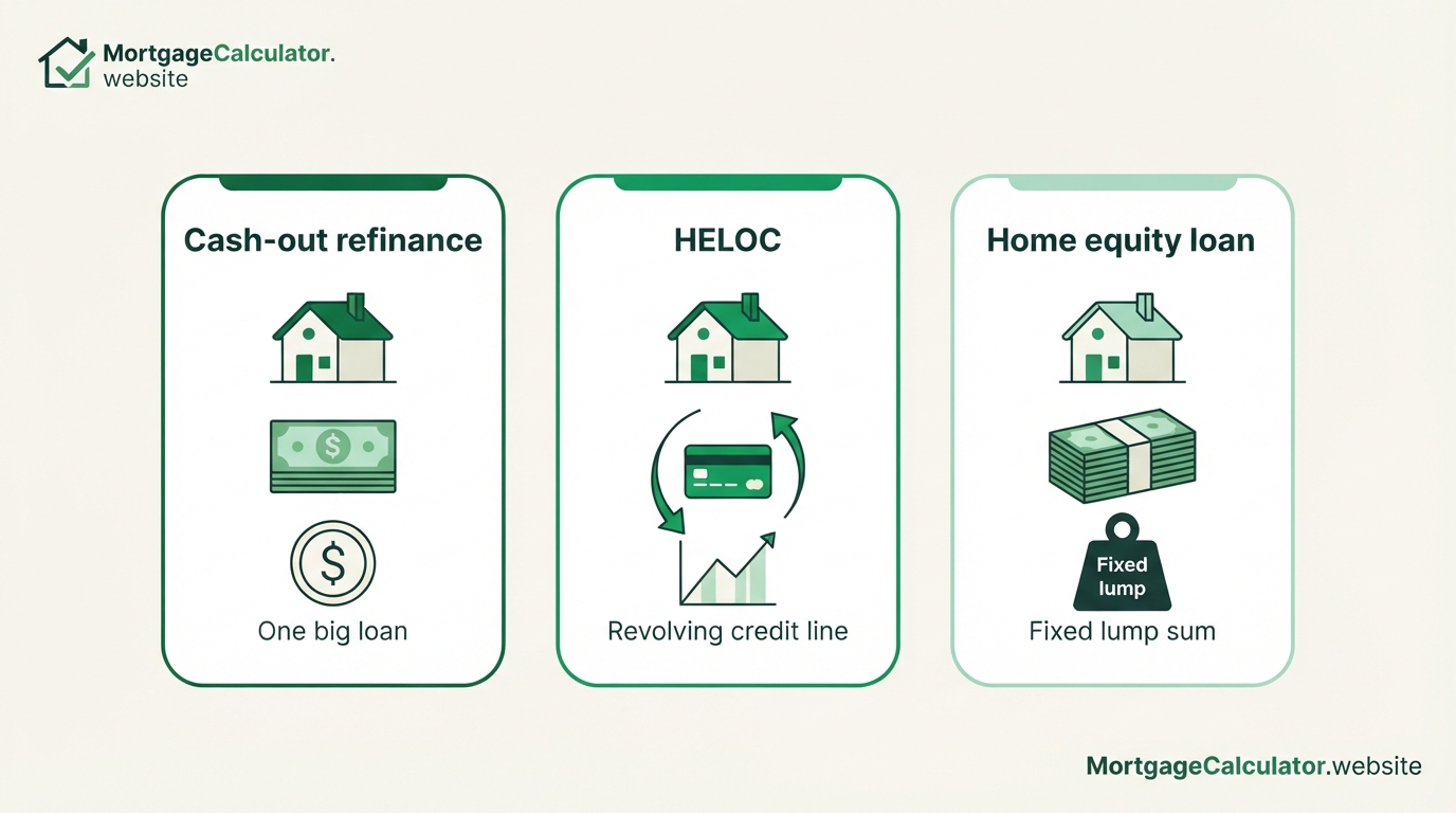 Cash-out refinance vs HELOC vs home equity loan compared