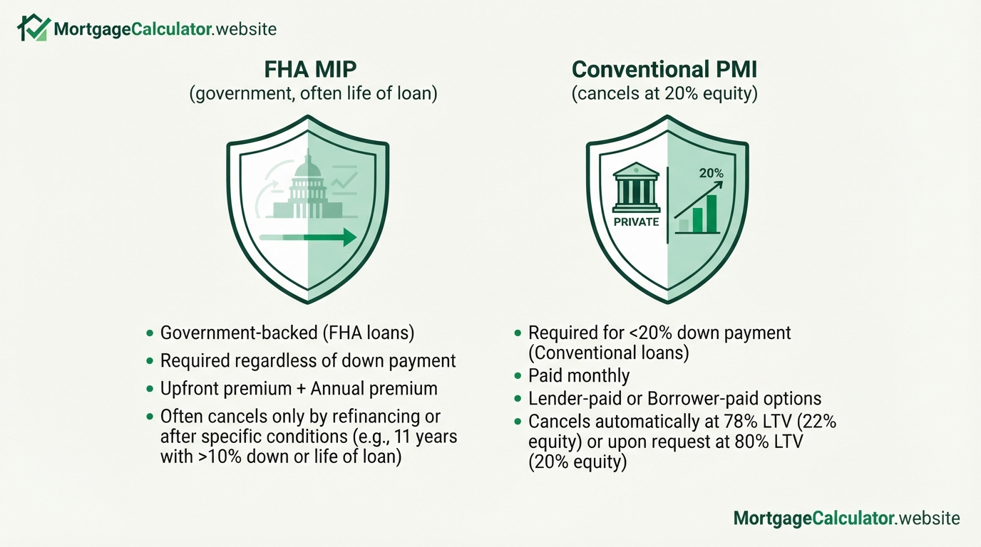 FHA MIP vs conventional PMI difference