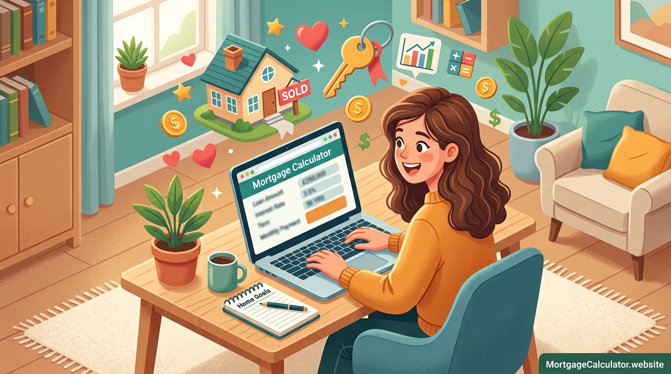 First-time home buyer using a mortgage calculator