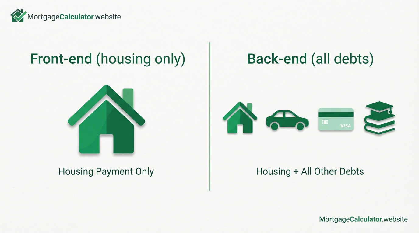 Front-end vs back-end debt-to-income ratio comparison