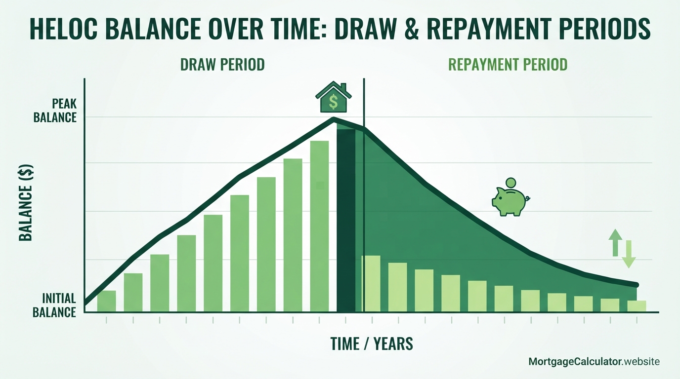 HELOC balance over the draw and repayment periods