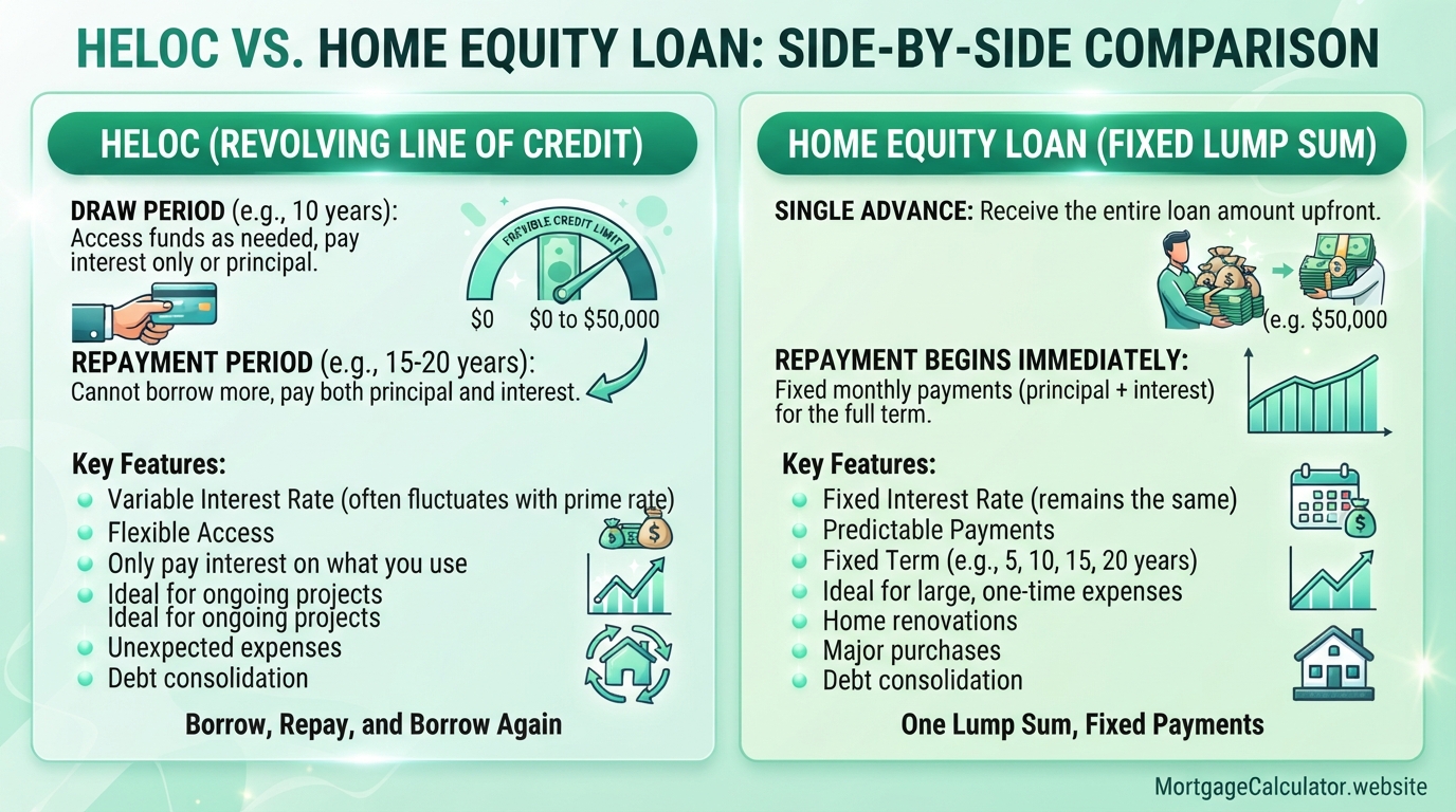 HELOC vs home equity loan comparison