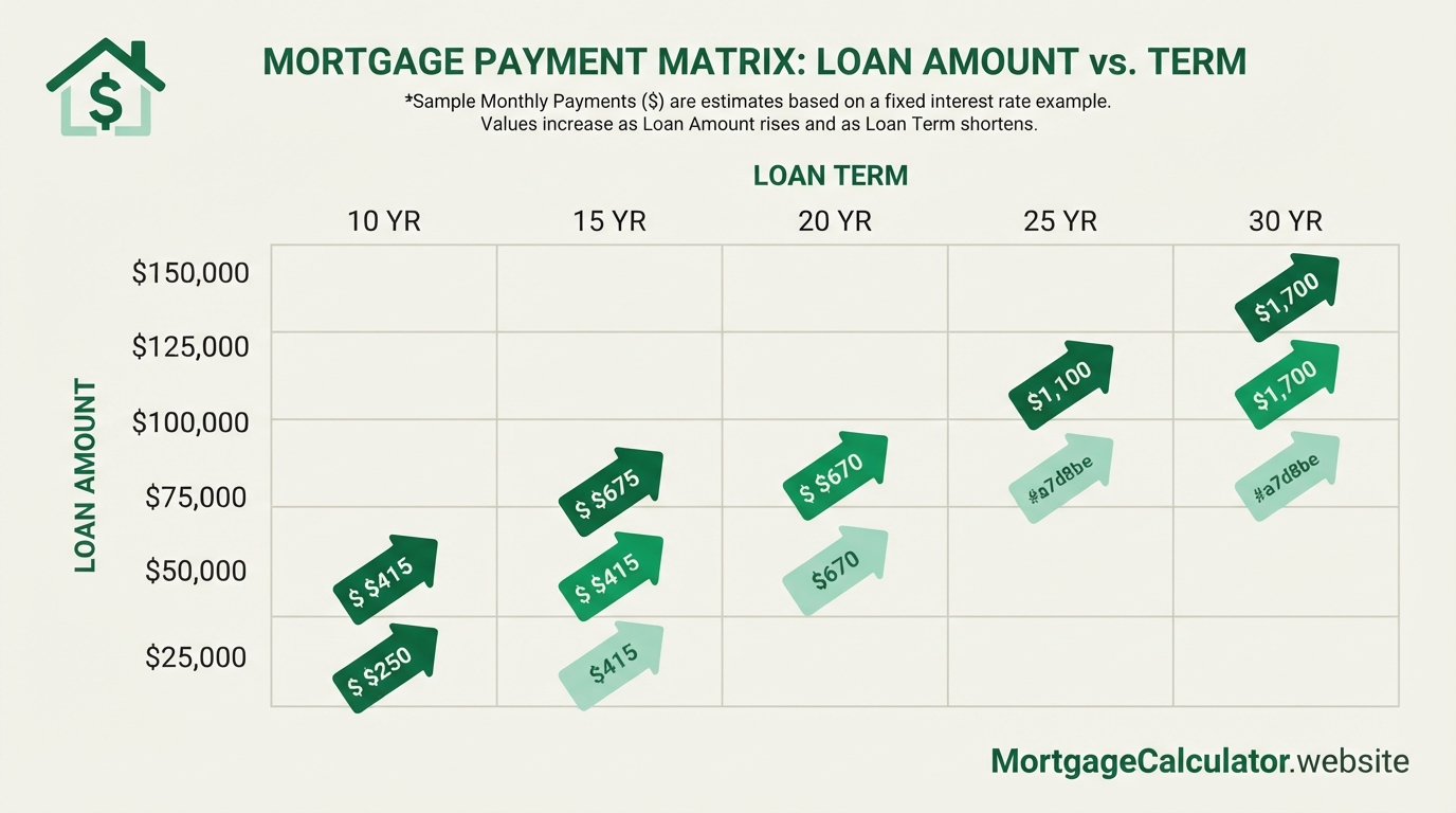Home equity loan payments by loan amount and term