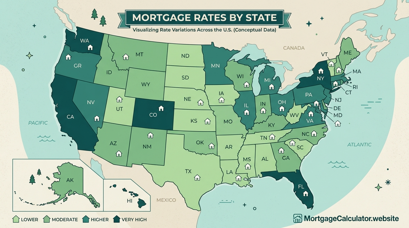 Mortgage rates by state US map