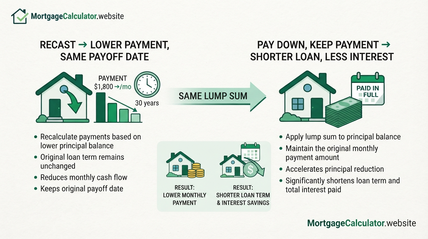 Recast versus paying down principal, lower payment or faster payoff