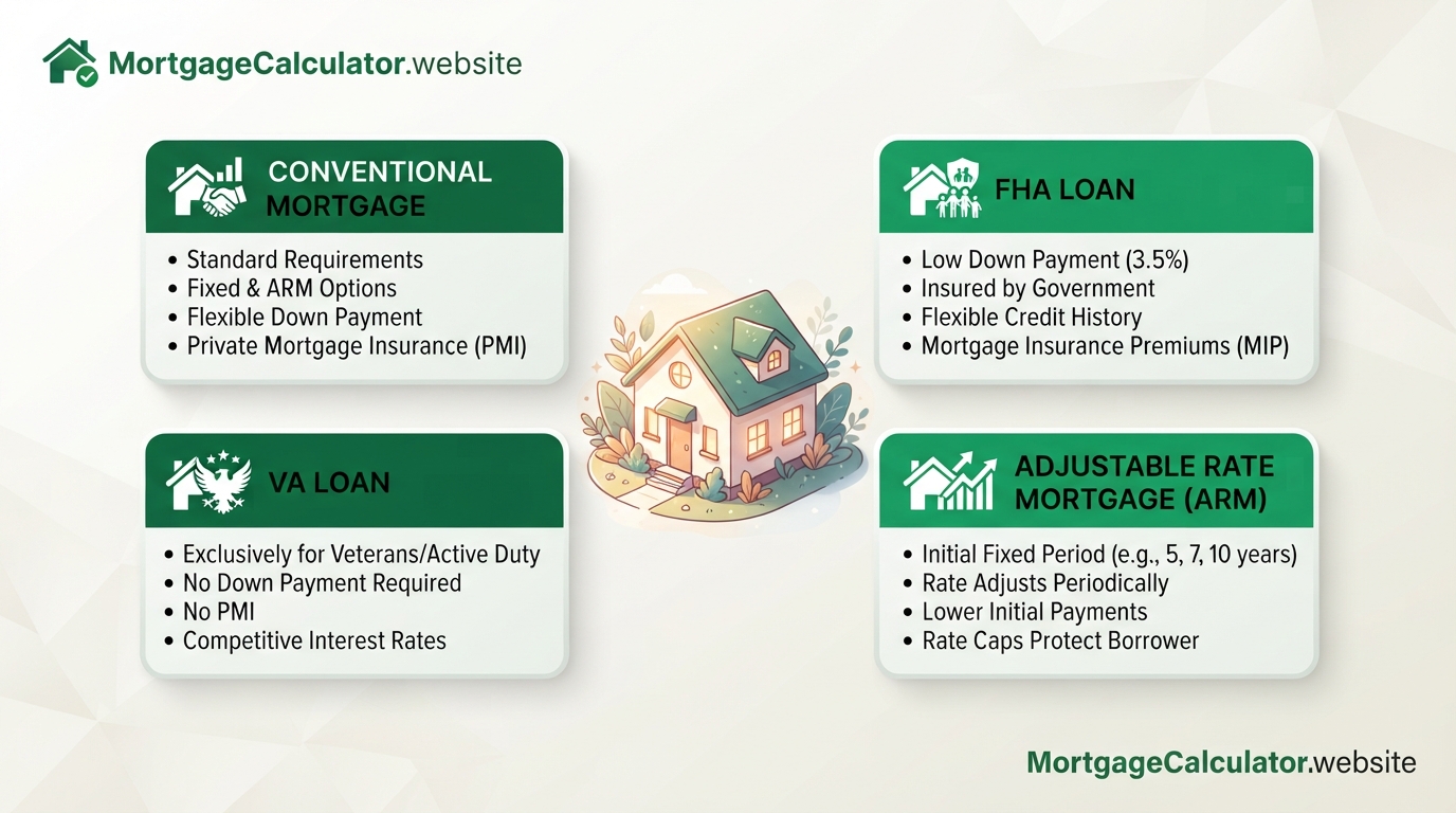 Comparing conventional, FHA, VA and ARM loan types