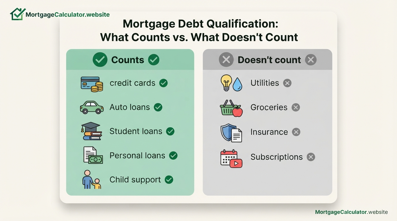 What counts as debt in a DTI calculation and what does not